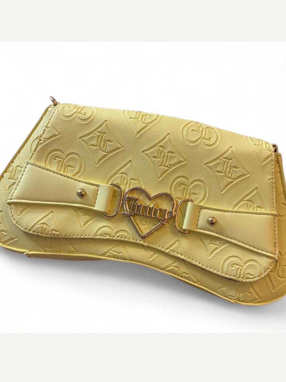 Juicy Couture Lemon Yellow Embossed Heart-Logo Clutch